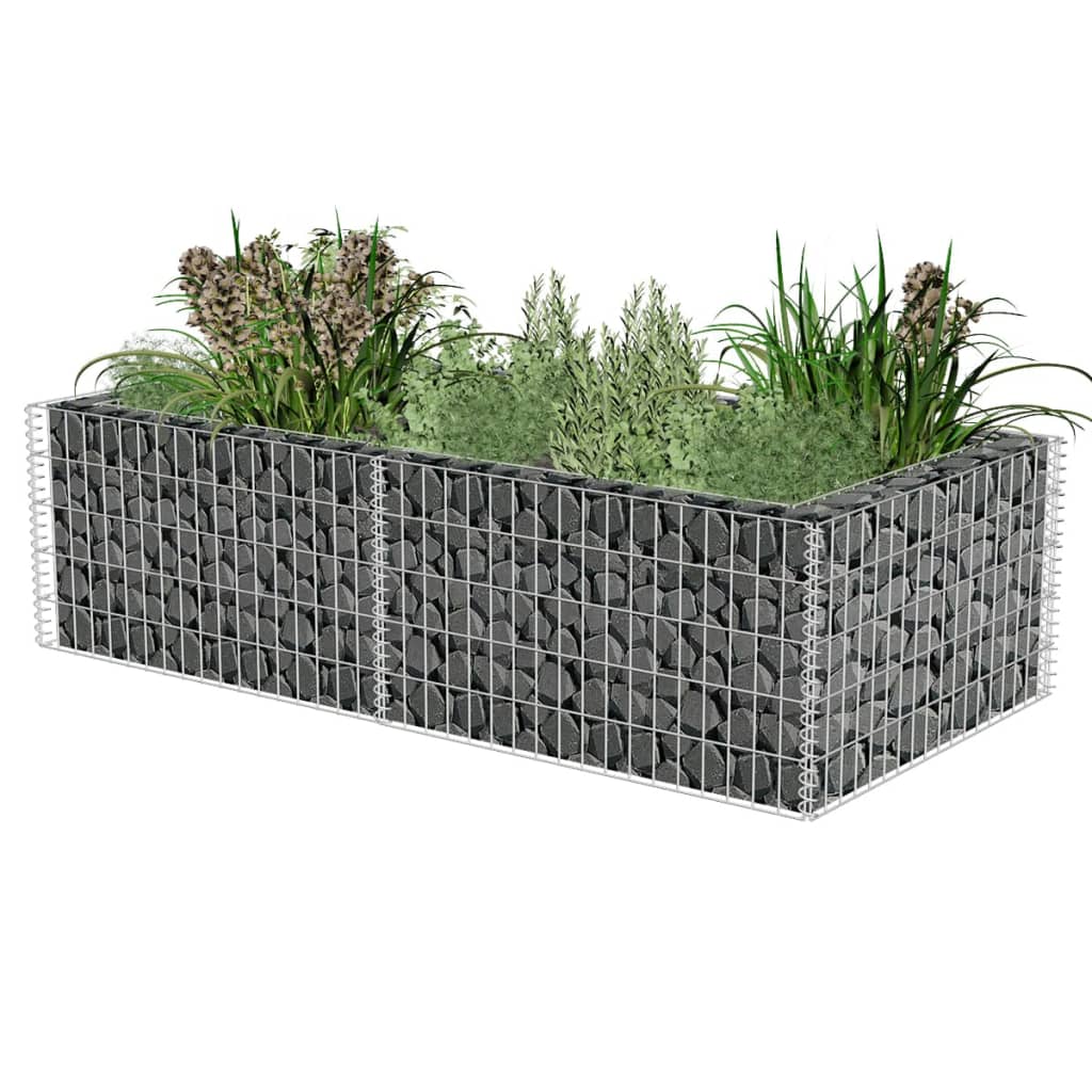 vidaXL Gabion Planter Gabion Basket Post Raised Garden Bed Galvanized Steel