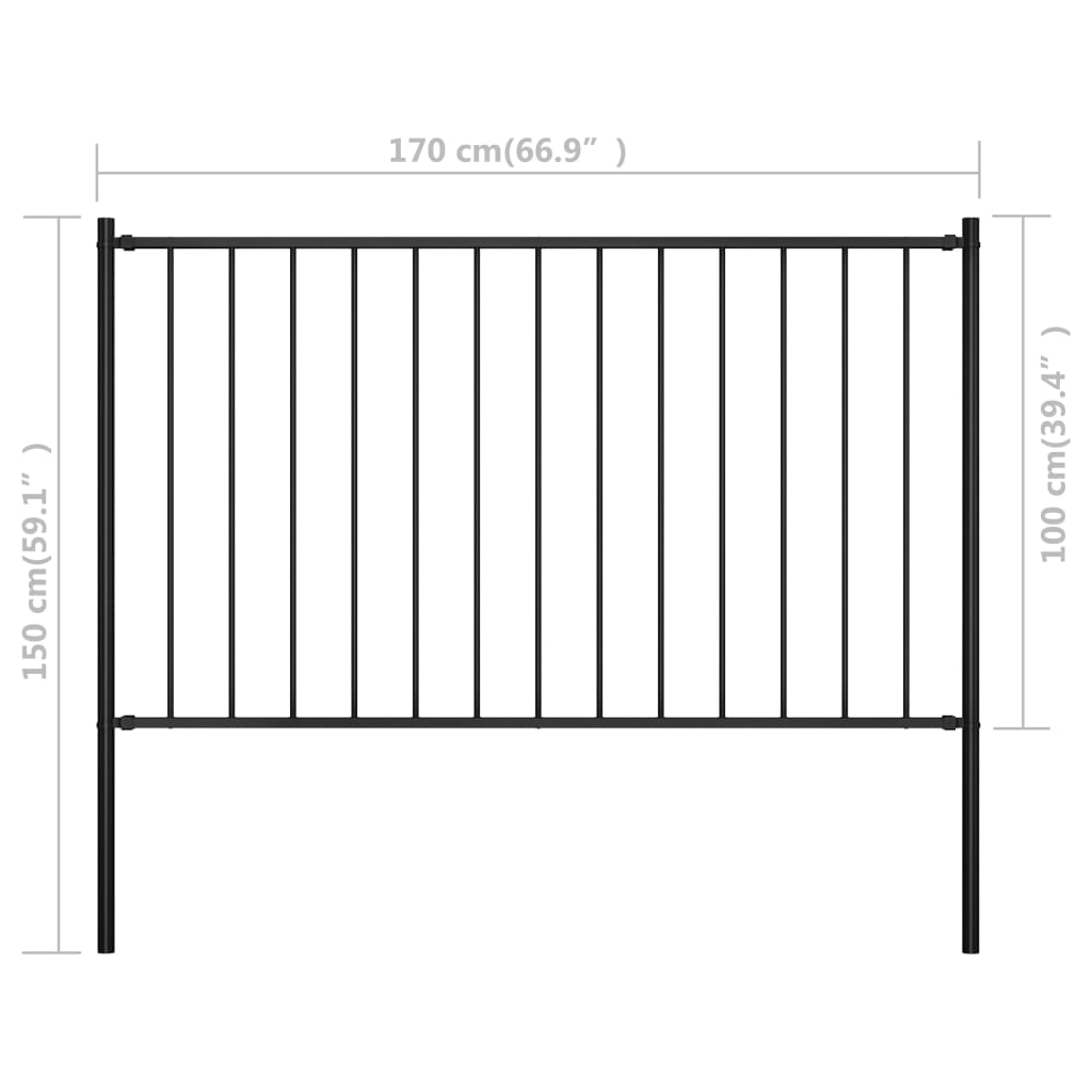 vidaXL Fence Panel Garden Fence Barrier Fence with Posts Powder-coated Steel