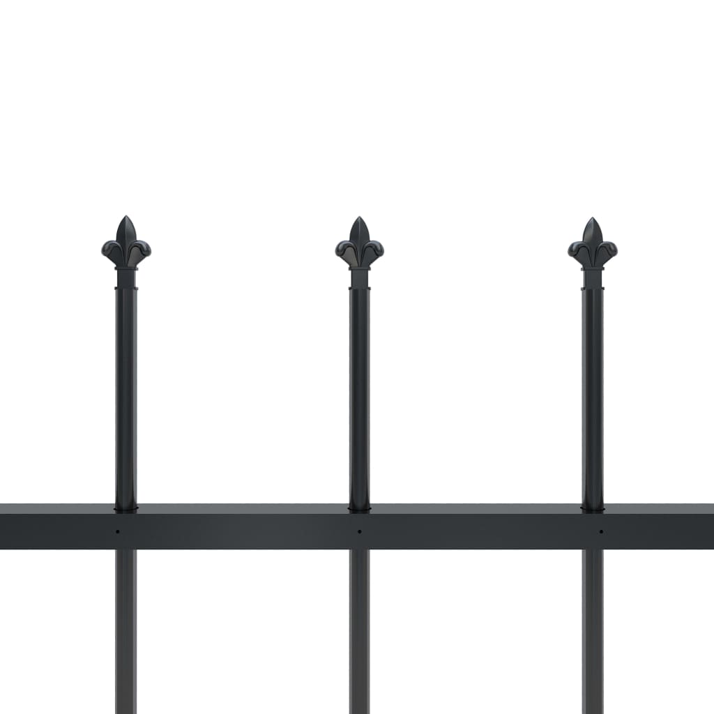 vidaXL Garden Fence Patio Privacy Screen Fence Wall with Spear Top Steel Black