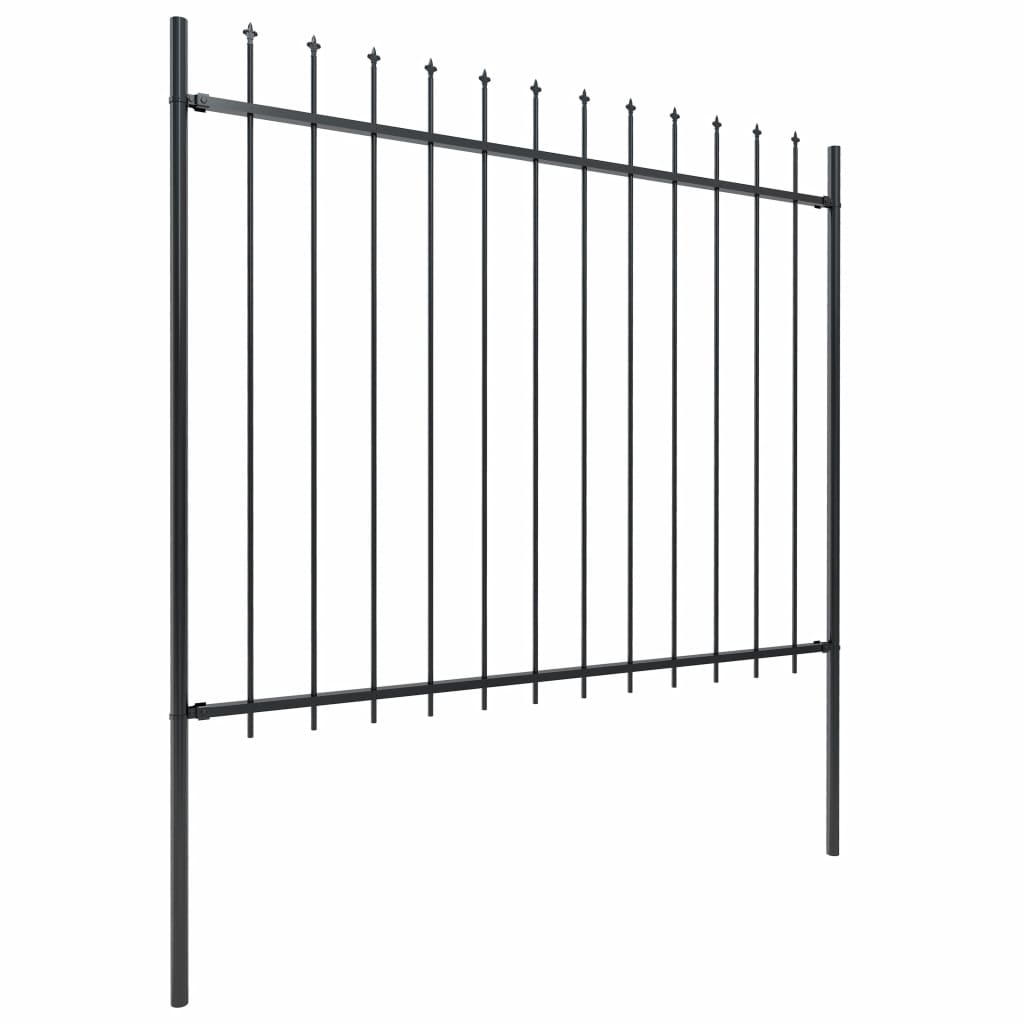 vidaXL Garden Fence Patio Privacy Screen Fence Wall with Spear Top Steel Black
