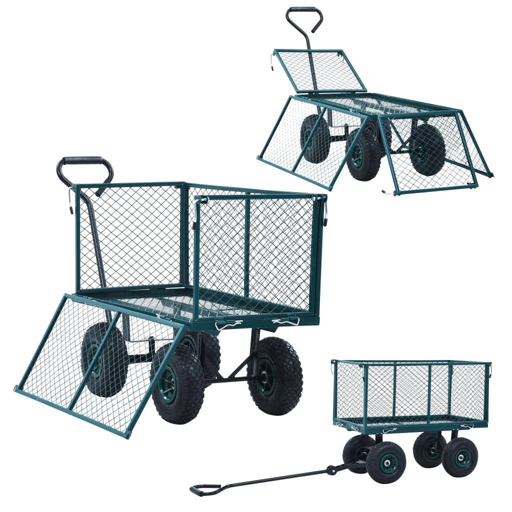 vidaXL Garden Hand Trolley Green 771.6 lb
