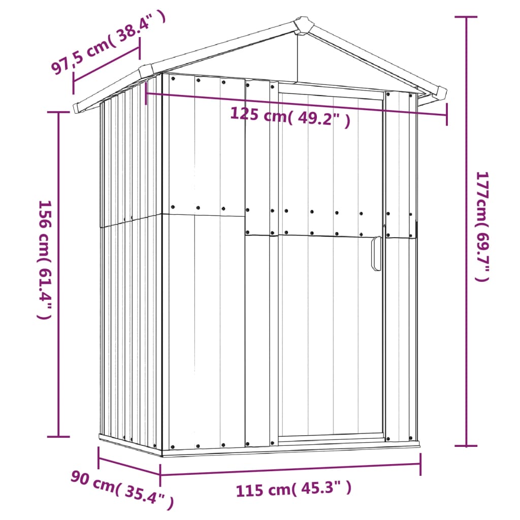 vidaXL Storage Shed Outdoor Garden Shed for Furniture Storage Galvanized Steel