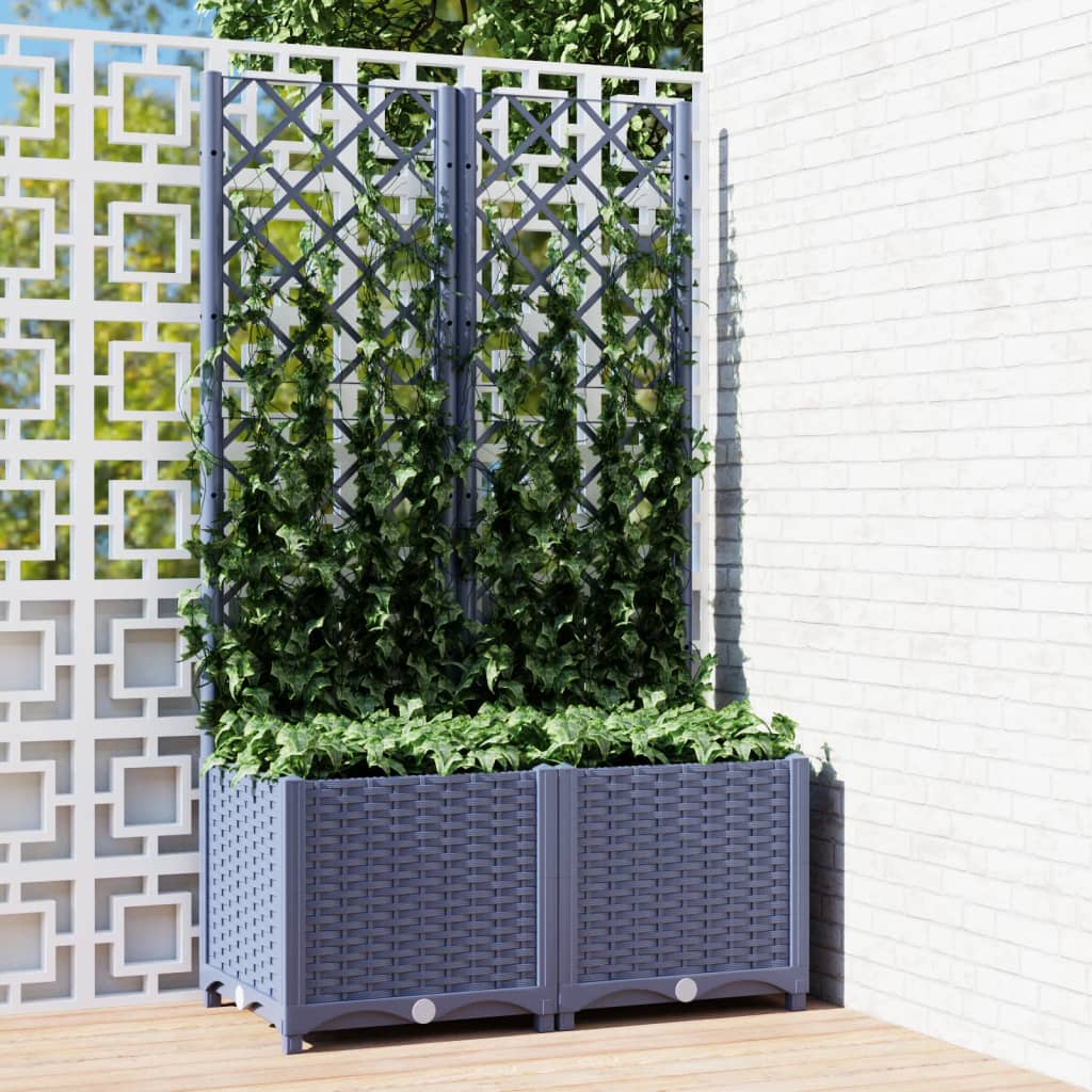 vidaXL Garden Planter with Trellis Plant Pot Flower Box Raised Bed Outdoor PP