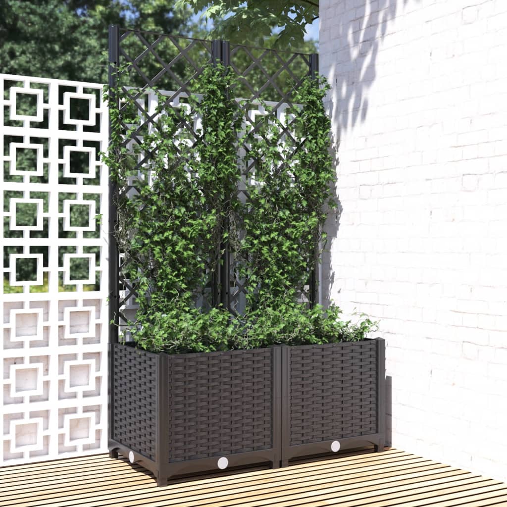 vidaXL Garden Planter with Trellis Plant Pot Flower Box Raised Bed Outdoor PP
