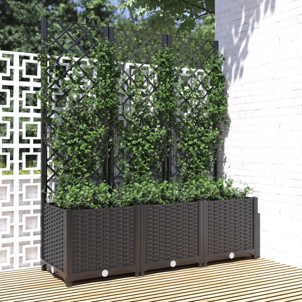 vidaXL Garden Planter with Trellis Plant Pot Flower Box Raised Bed Outdoor PP