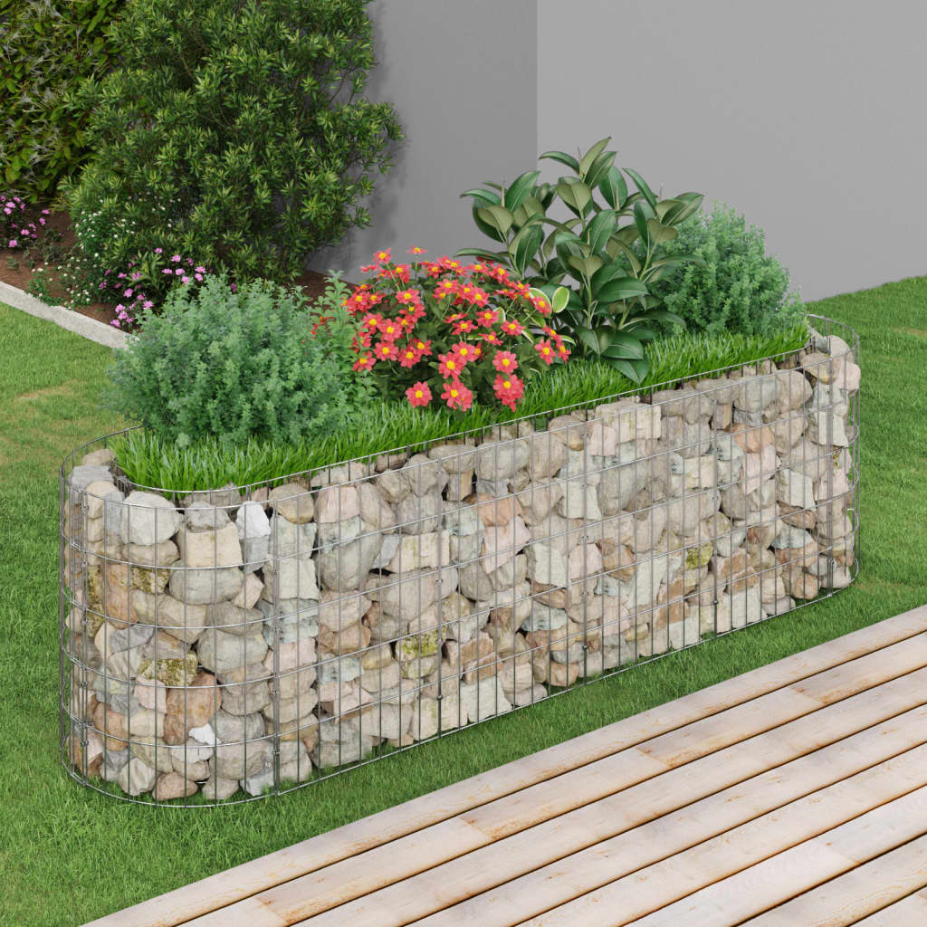 vidaXL Raised Garden Bed Outdoor Gabion Raised Bed Flower Pot Galvanized Iron