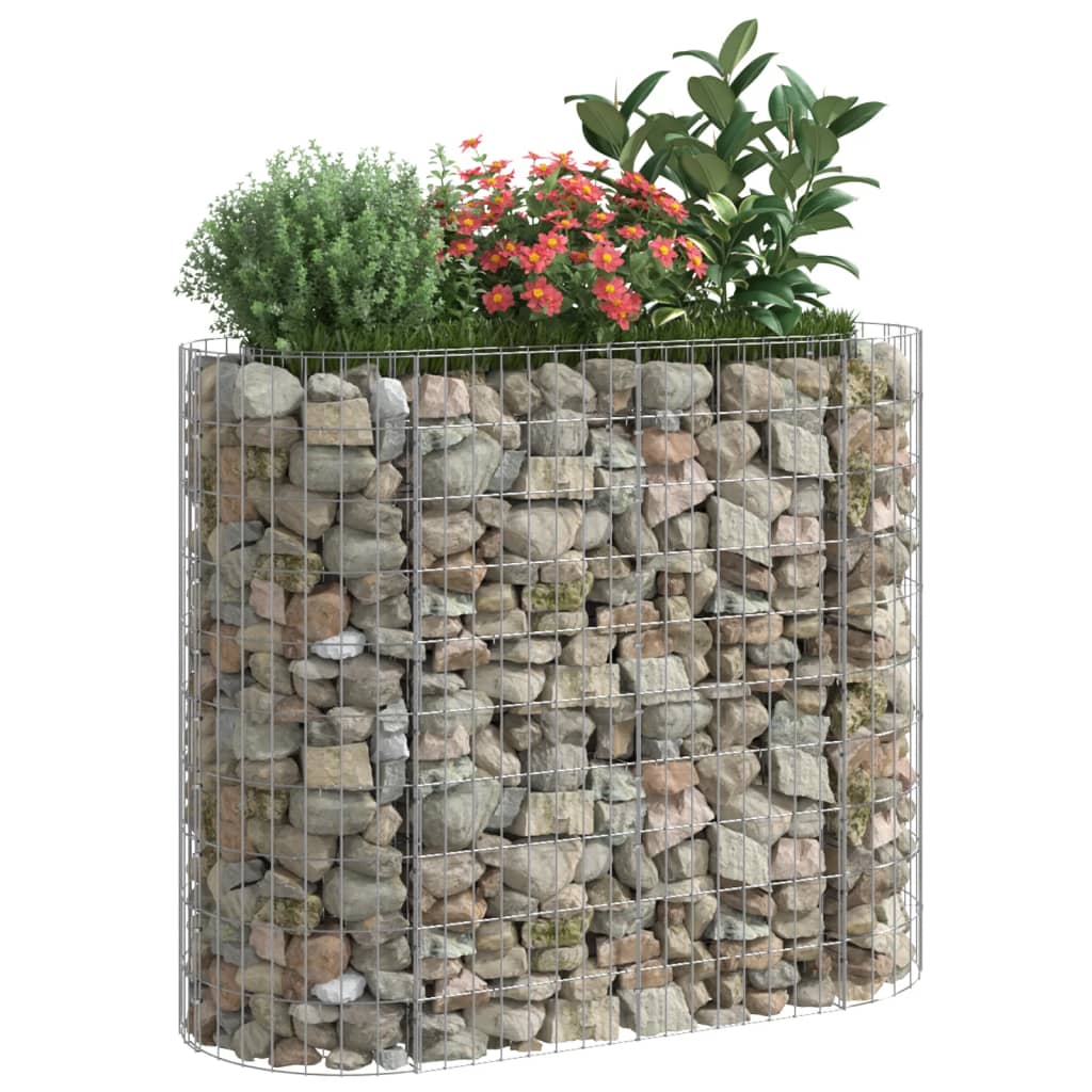 vidaXL Raised Garden Bed Outdoor Gabion Raised Bed Flower Pot Galvanized Iron