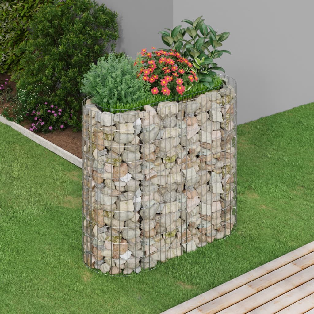 vidaXL Raised Garden Bed Outdoor Gabion Raised Bed Flower Pot Galvanized Iron