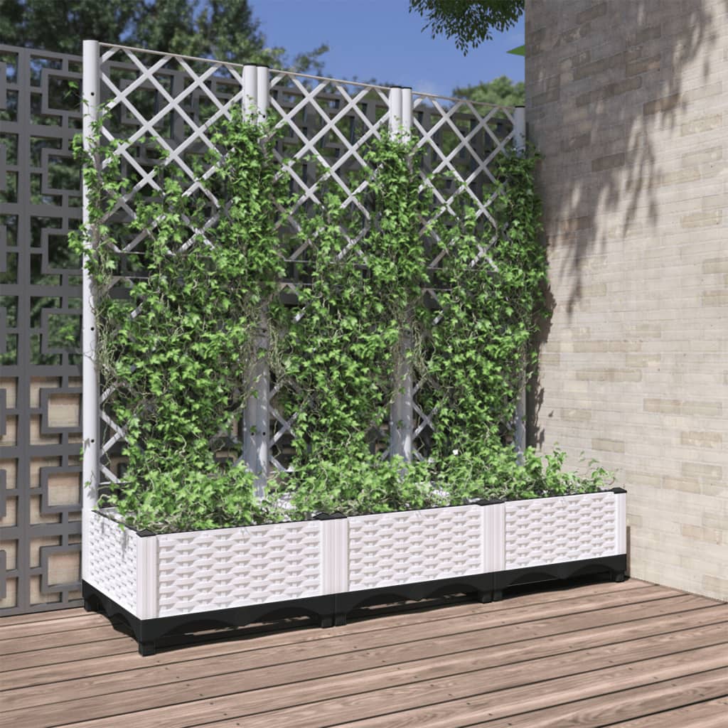 vidaXL Garden Planter with Trellis Plant Pot Flower Box Raised Bed Outdoor PP
