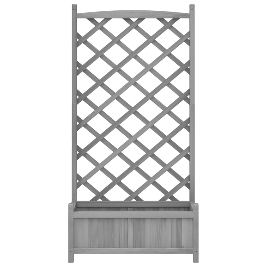 vidaXL Planter with Trellis Gray Solid Wood Fir