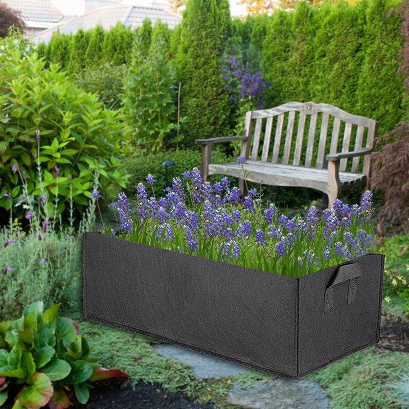 NNEOBA Felt Grow Bag Rectangle Planting Nursery Pot Outdoor Garden Flower Planting Bag with Handle Garden Vegetable Planting Container