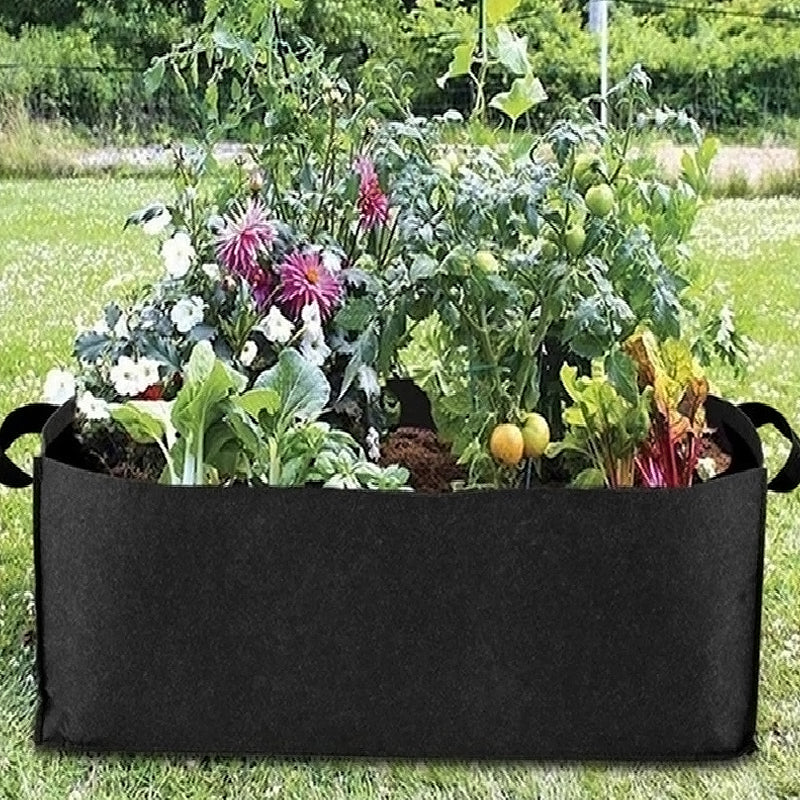 NNEOBA Felt Grow Bag Rectangle Planting Nursery Pot Outdoor Garden Flower Planting Bag with Handle Garden Vegetable Planting Container