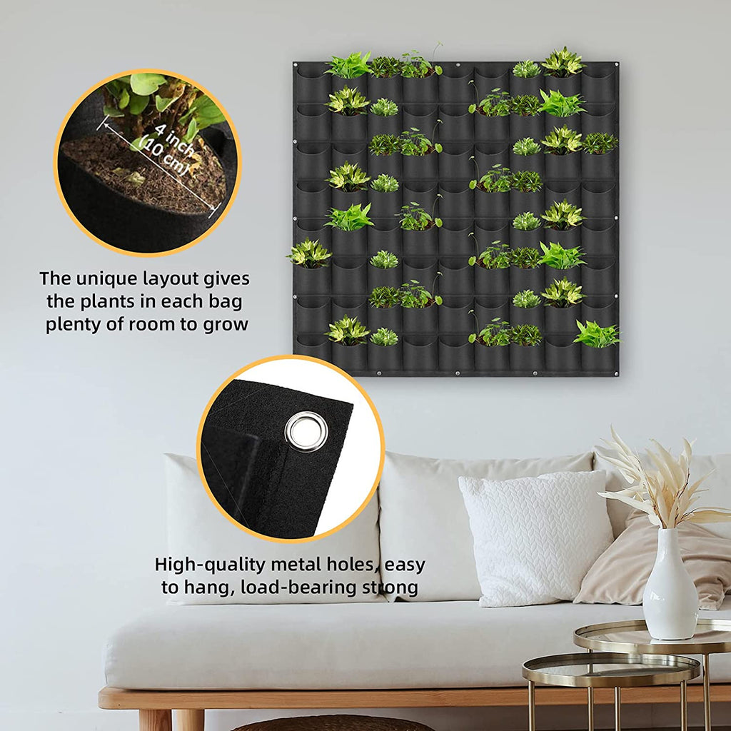 NNEDSZ 72 Pockets Wall Hanging Planter Planting Grow Bag Vertical Garden Vegetable Flower Black