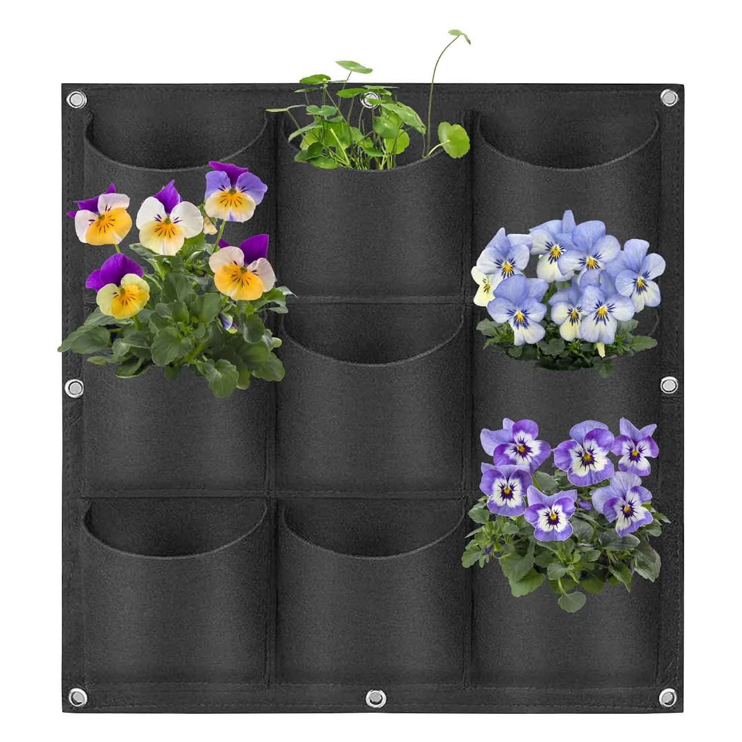 NNEDSZ 9 Pockets Wall Hanging Planter Planting Grow Bag Vertical Garden Vegetable Flower Black