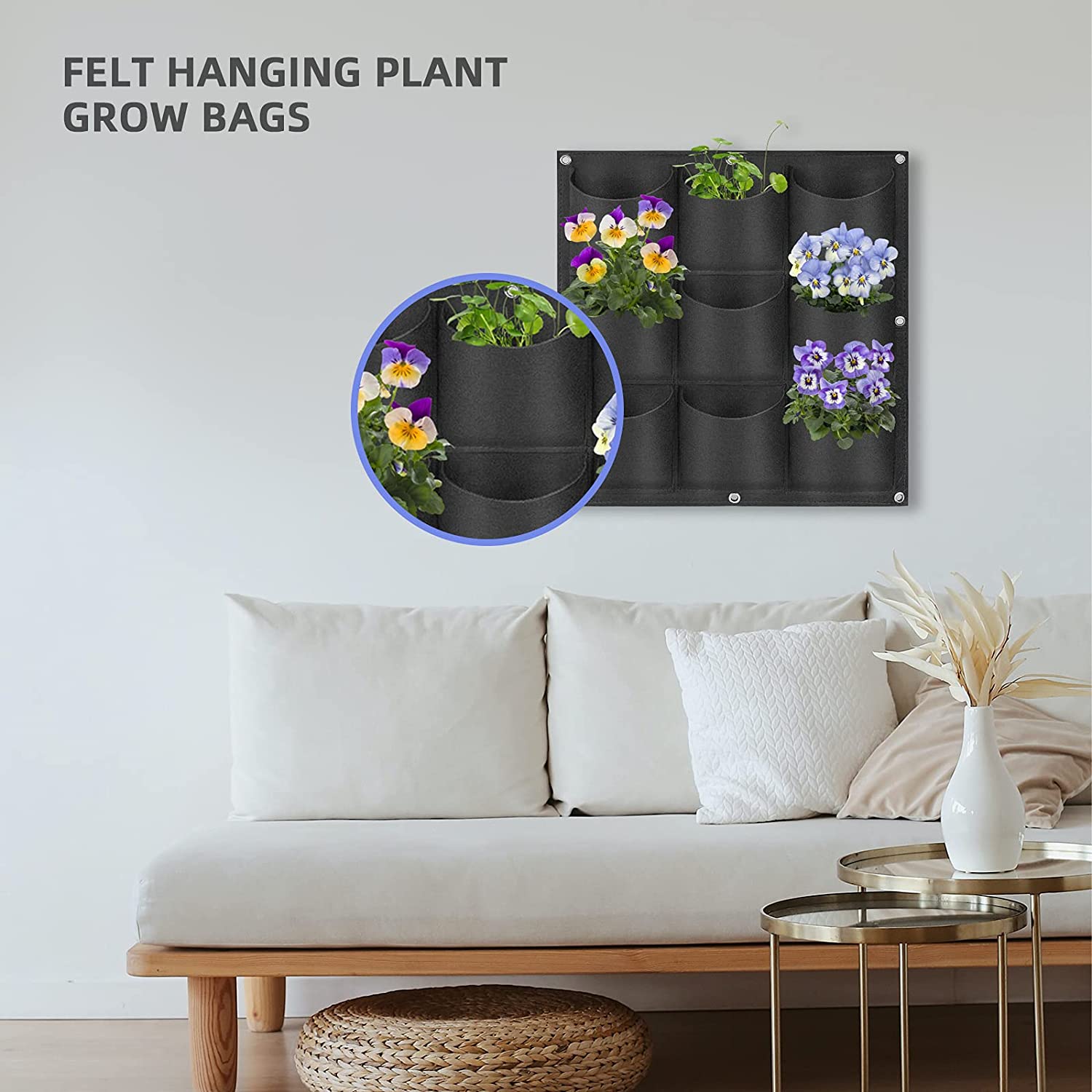 NNEDSZ 9 Pockets Wall Hanging Planter Planting Grow Bag Vertical Garden Vegetable Flower Black