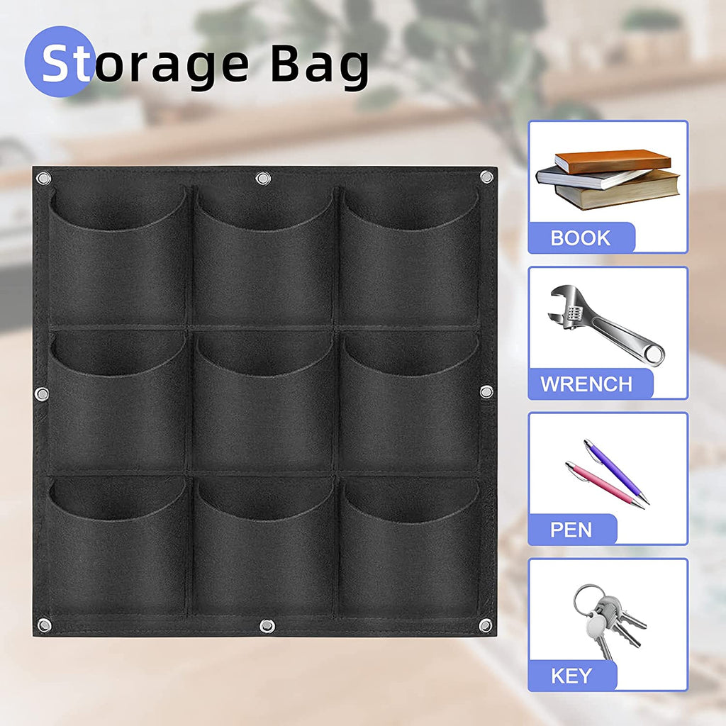 NNEDSZ 9 Pockets Wall Hanging Planter Planting Grow Bag Vertical Garden Vegetable Flower Black
