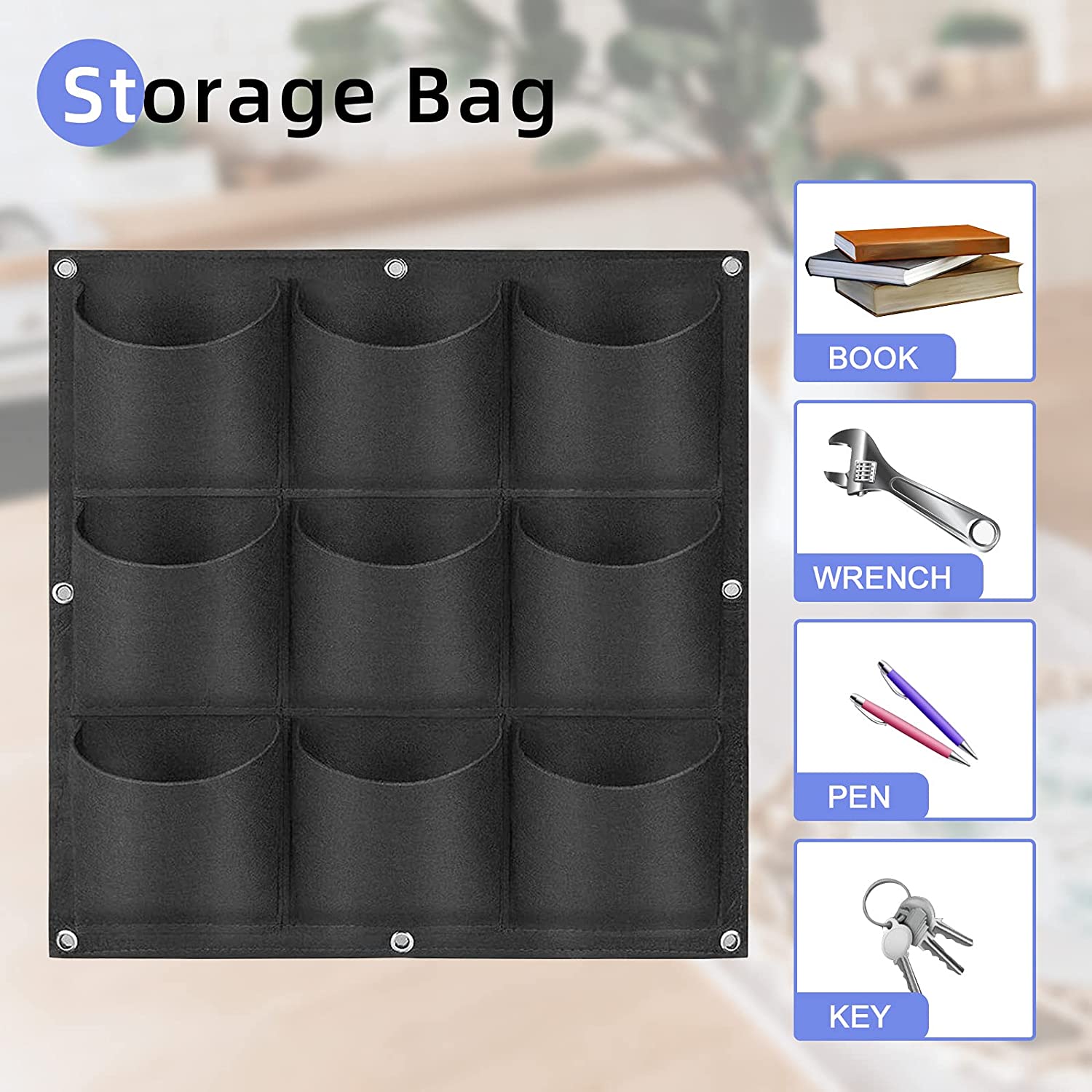NNEDSZ 9 Pockets Wall Hanging Planter Planting Grow Bag Vertical Garden Vegetable Flower Black
