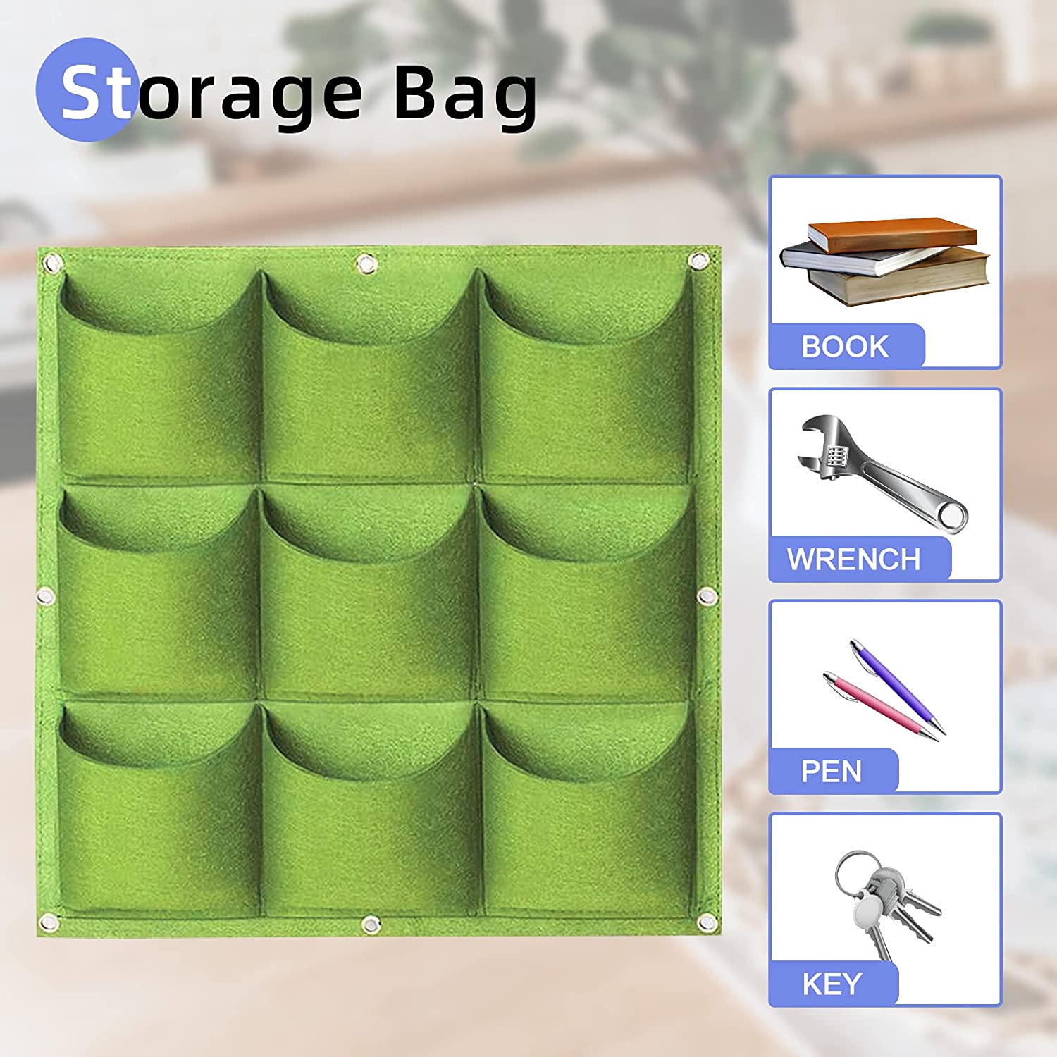 NNEDSZ 9 Pockets Wall Hanging Planter Planting Grow Bag Vertical Garden Vegetable Flower Green