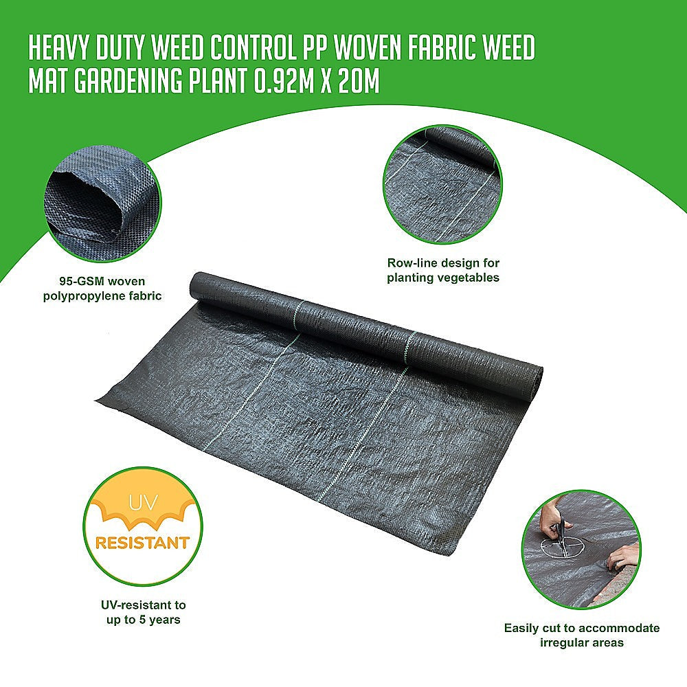 NNEDSZ Heavy Duty Weed Control PP Woven Fabric Weed Mat Gardening Plant 0.92m x 20m