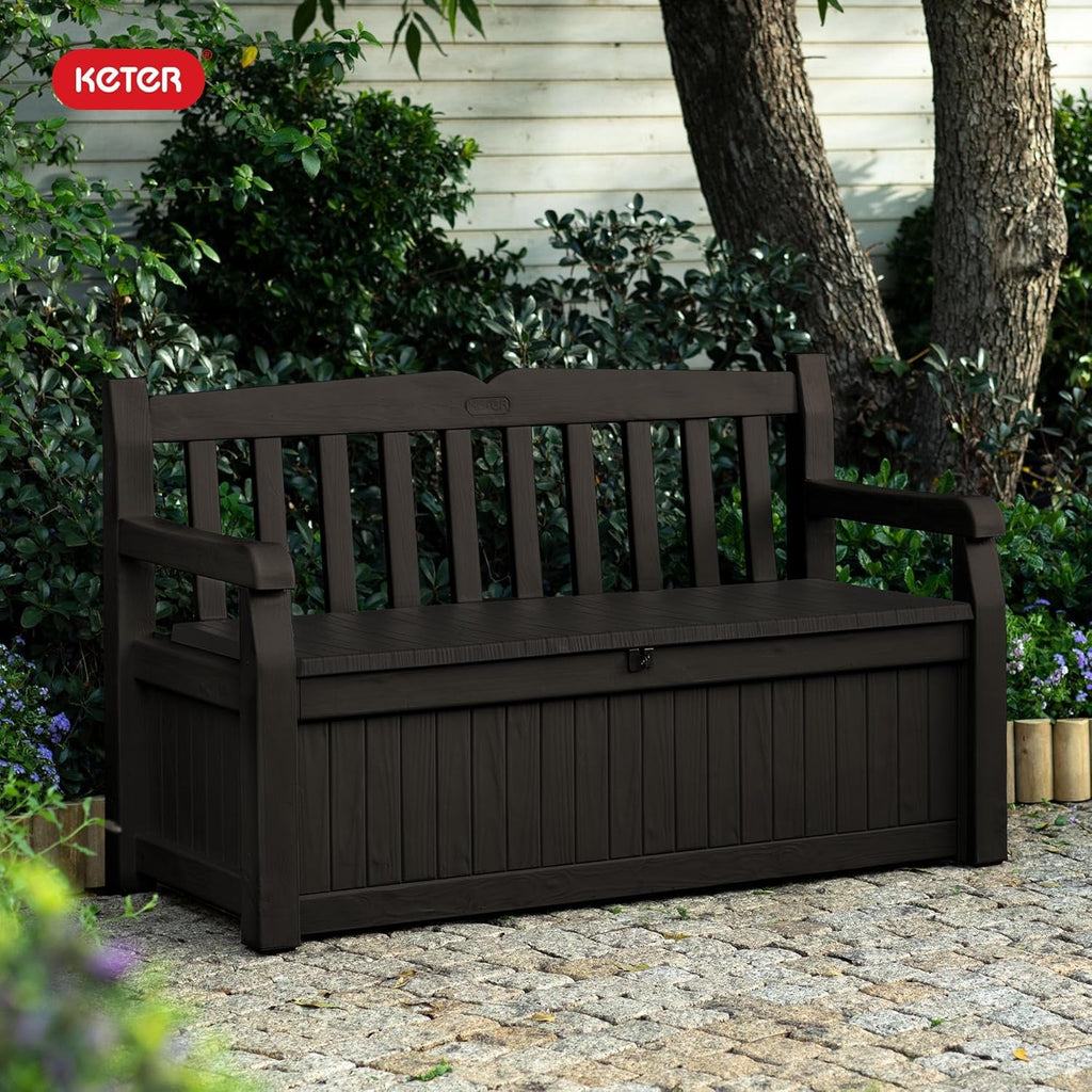 70 Gallon Outdoor Storage Bench Box for Garden Tools-1