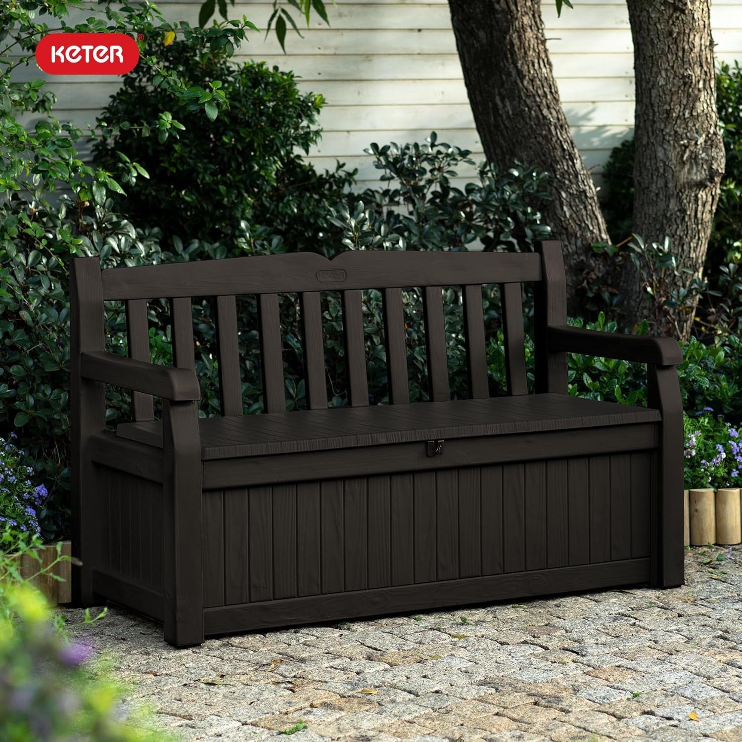 70 Gallon Outdoor Storage Bench Box for Garden Tools-1