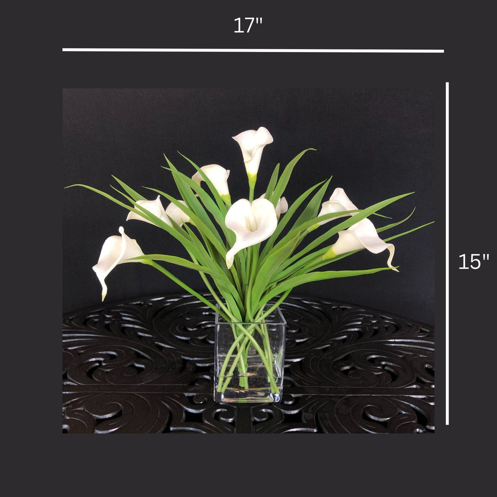 Silk Flower Arrangement White Calla Lilies-2