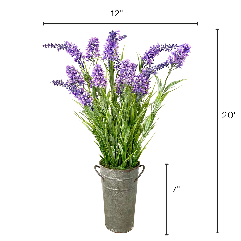 Silk lilac flower arrangement in french pail - 20"-3
