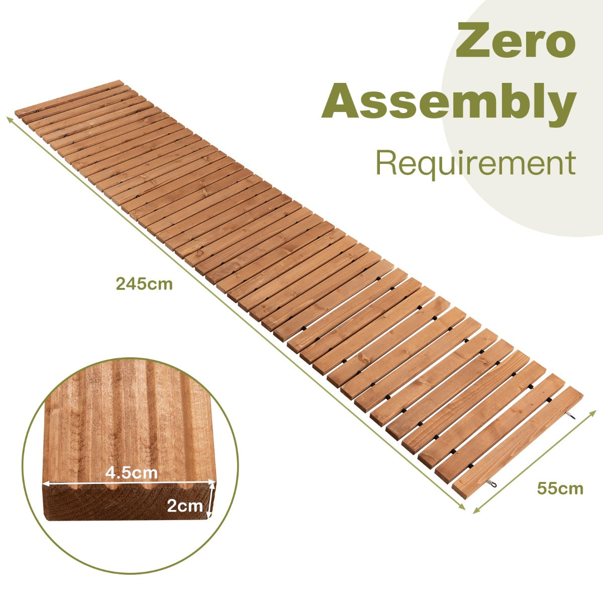 NNECW 245 cm x 55 cm Weatherproof Wood Boardwalk for Garden Backyard Wedding