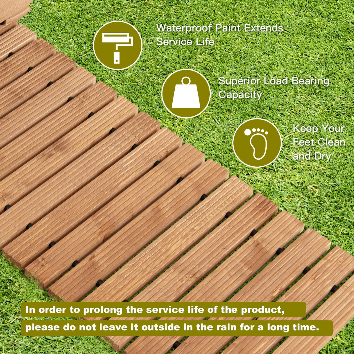 NNECW 245 cm x 55 cm Weatherproof Wood Boardwalk for Garden Backyard Wedding