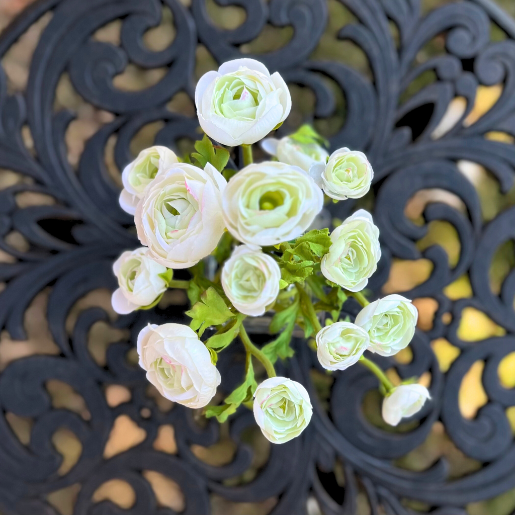 Silk Ranunculus Flowers in Glass Vase - 8"-2