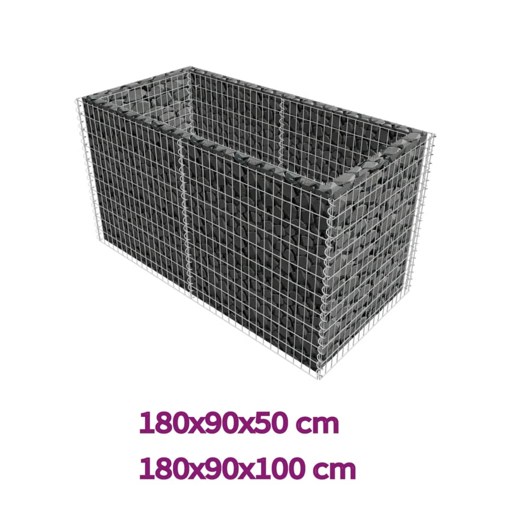 vidaXL Gabion Planter Gabion Basket Post Raised Garden Bed Galvanized Steel