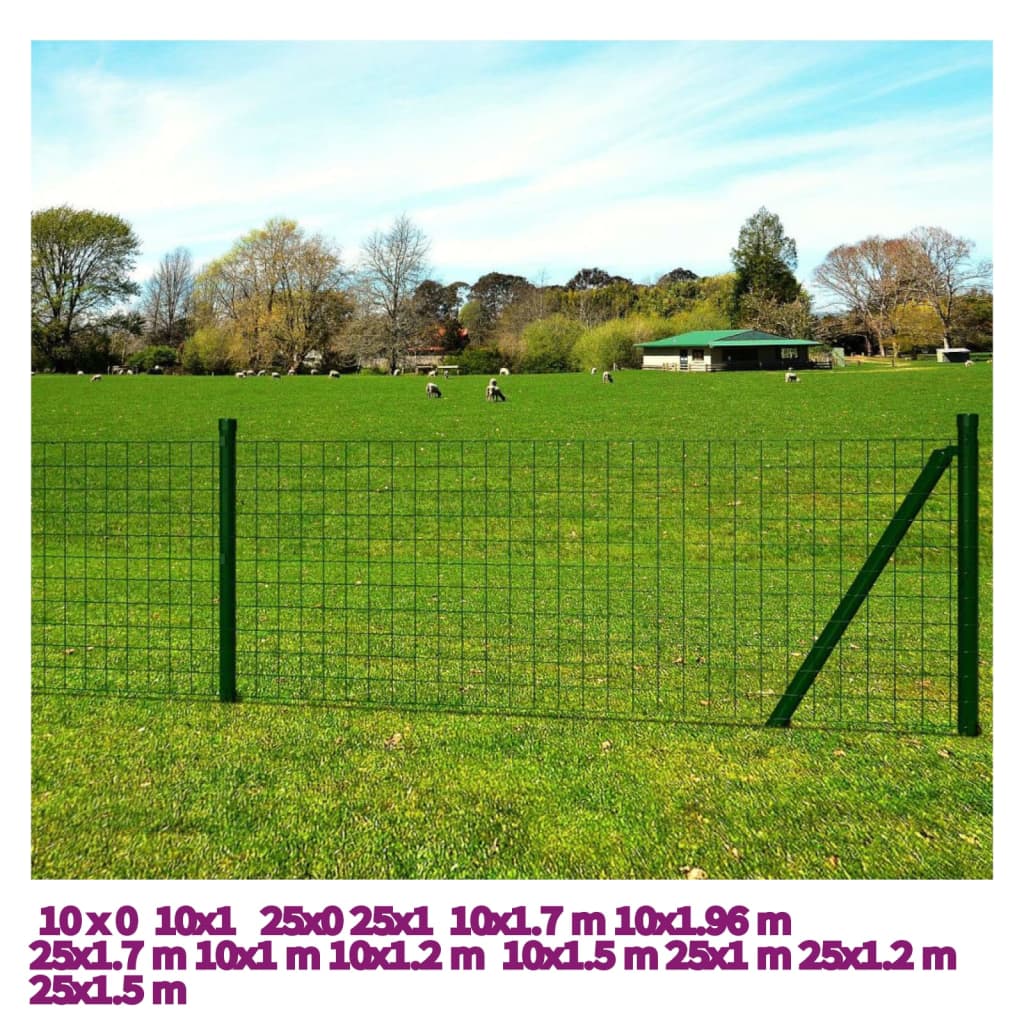 vidaXL Fence Garden Barrier Fence Metal Fence Wire Mesh Fencing Steel Green