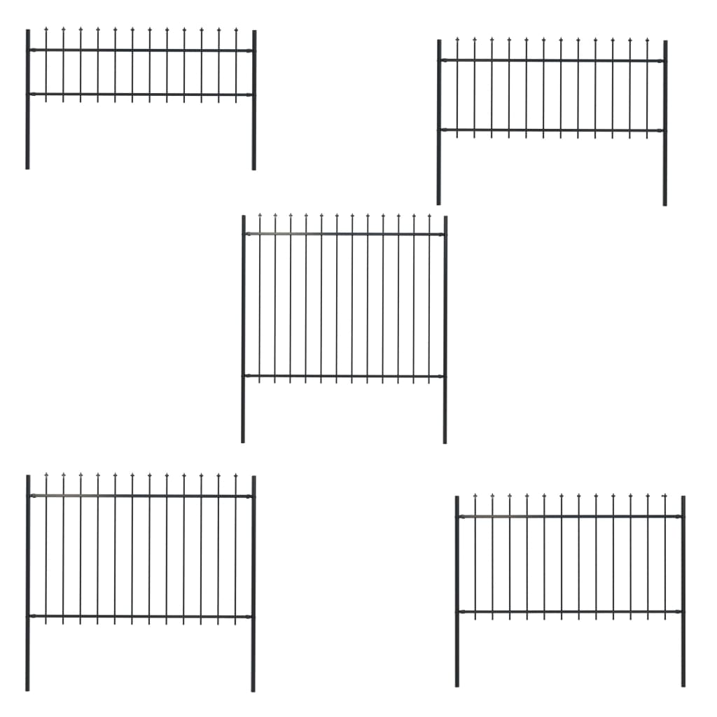 vidaXL Garden Fence Patio Privacy Screen Fence Wall with Spear Top Steel Black