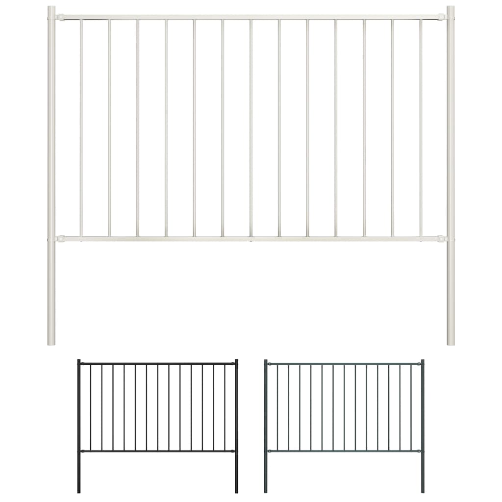 vidaXL Fence Panel Garden Fence Barrier Fence with Posts Powder-coated Steel